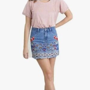 UMGEE Embroidered Denim Mini Skirt